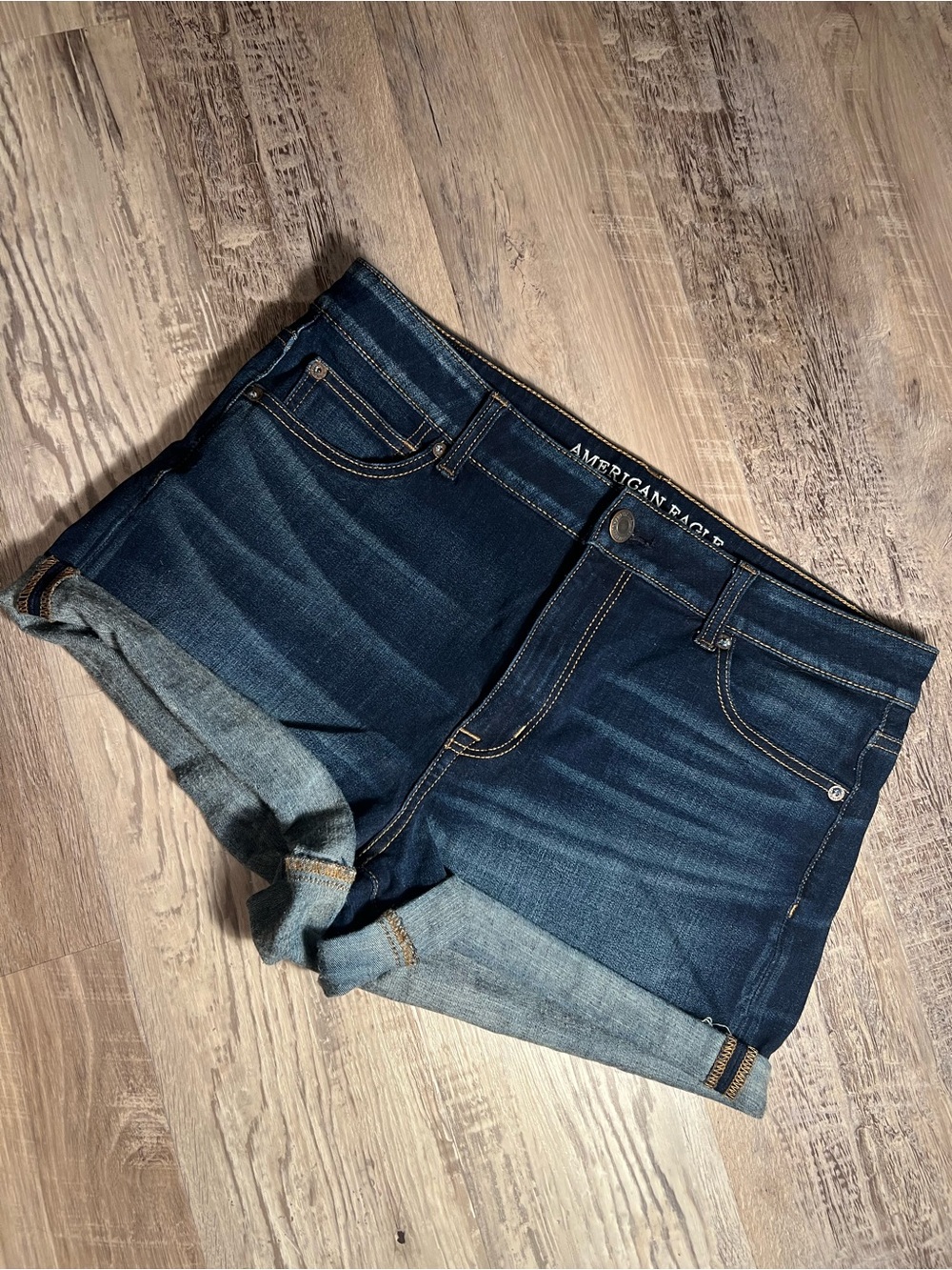 American Eagle Hi-Rise Shortie Denim Jean Shorts Size 14